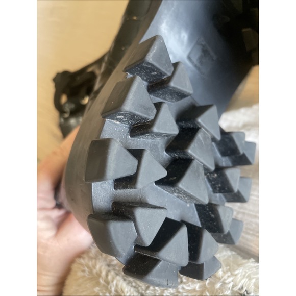 Schutz Orly Leather Croc Boots Black Lug Rubber Sole Combat Lace‎ Up Sz 11  Goth - Picture 8 of 9